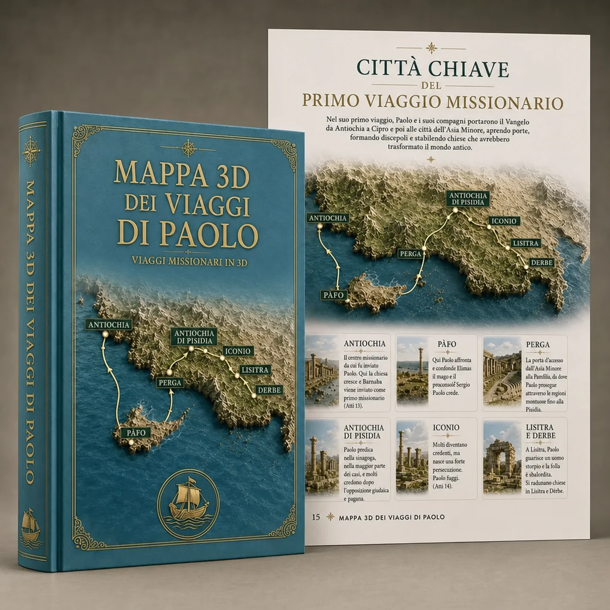 Mappa 3D dei viaggi di Paolo